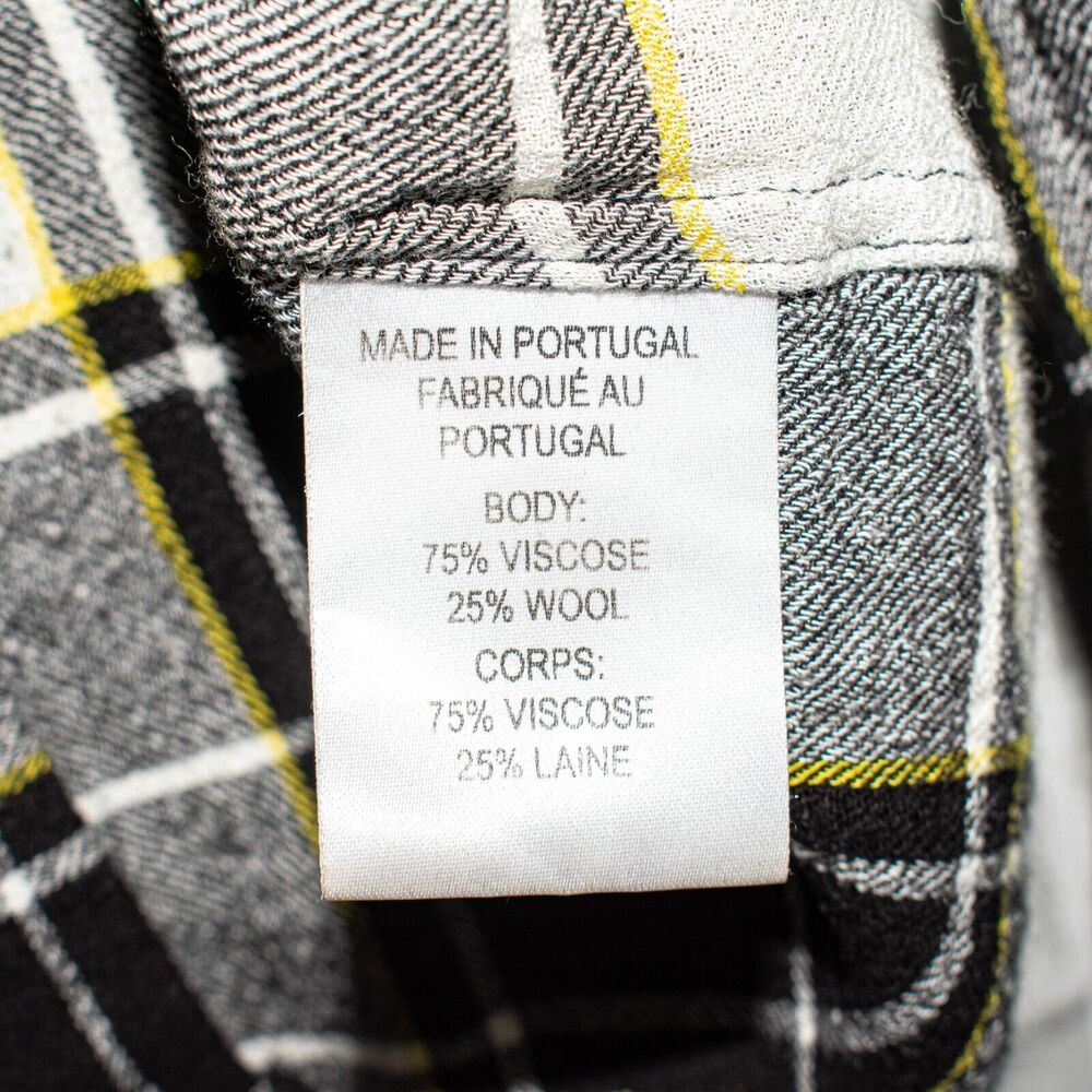 Public School NY Art Patch Button up Shirt Gray Plaid Size Small - Picture 8 of 8